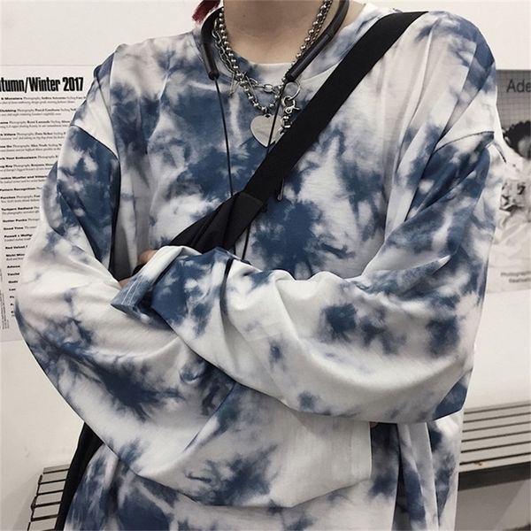 

colorful women hoodies oversized clothes tie dye printed long sleeve hooded women's korean loose pullover sweatshirt 201216, Black