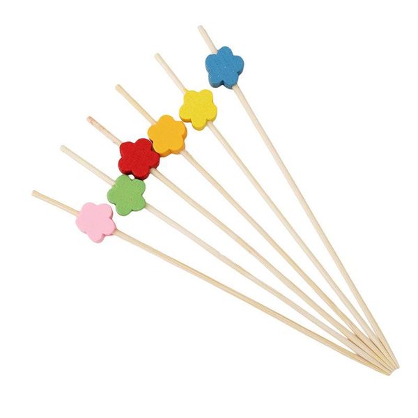 

100pcs tie a knot bamboo picks fruit fork sticks buffet cupcake ers cocktail forks wedding festival decorations