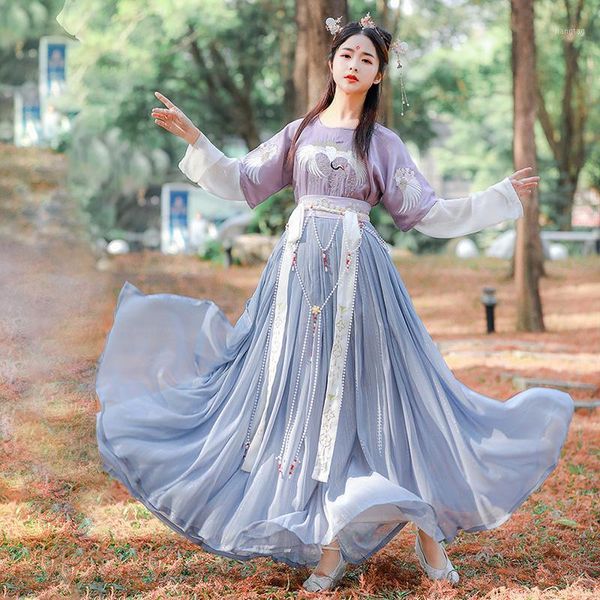 

2020 новый китайский традиционный костюм для женщин древнее hanfu одежда элегантная вышивка тан платье костюм 3 шт набор dl53481, Black;red