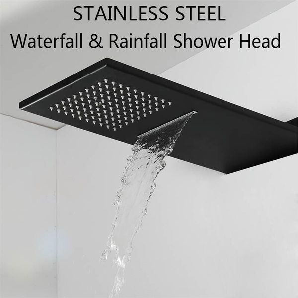 

черный 16 ультратонкий нержавеющая сталь 304 нержавеющая сталь водопад водопад дождь душевая голова квадратный настенный опрыскиватель wmthp