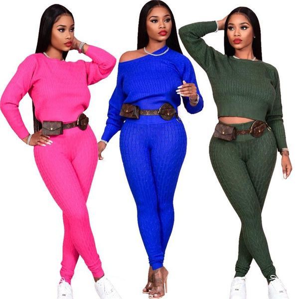 

women's tracksuits women two 2 piece set ribbed outdoor sweater legging pants knit street tracksuit fitness matching outfit, Gray