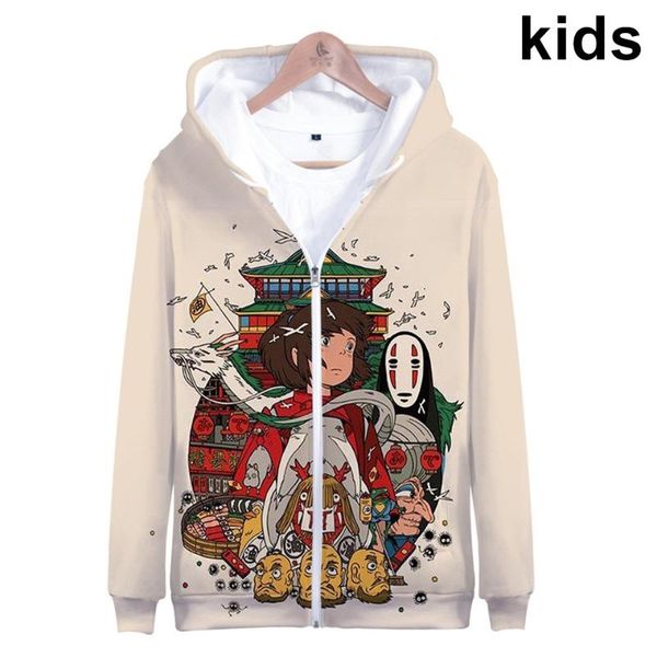 

2 to 13 years kids hoodies spirited away 3d anime kids hoodie sweatshirt boys girls kawaii cartoon jacket teen clothes oversized, Black