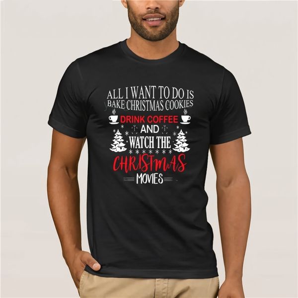 

men's print casual 100% cotton t-shirt popular all i want to do is bake christmas cookies t shirt, White;black