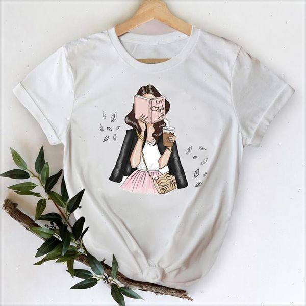 

t shirts women 2021 cartoon girl short sleeve cute 90s fashion clothes printing graphic tshirt lady print female tee t shirt, White