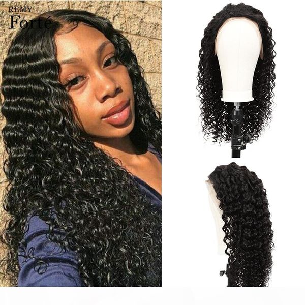 

forte 13x4 lace front human hair wigs curly human hair wig deep wave lace wigs short human hair wigs natural color lace wig, Black
