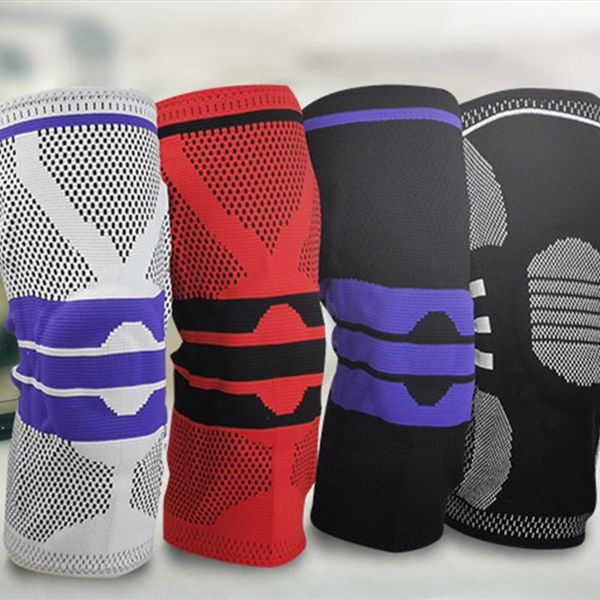 

factory wholesale basketball fitness silicone knee pads nylon knee pads running mountaineering silicone sports knee pads, Black;gray