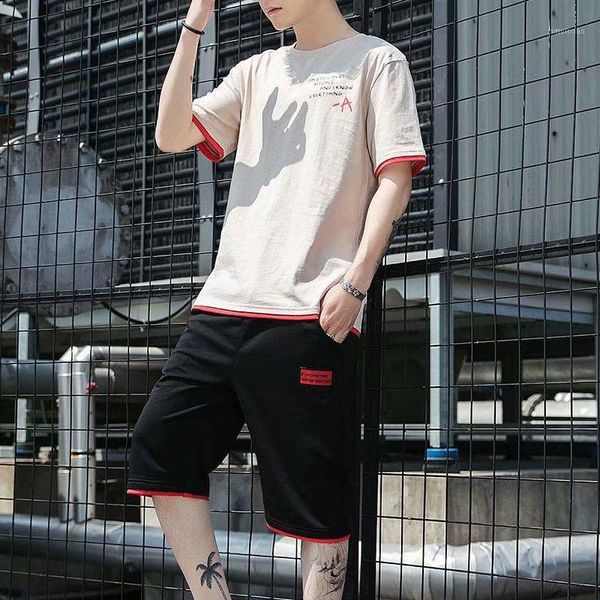 

men's t-shirt suit male adolescent students fashion loose suit sports casual summer clothes outdoor vacation sportswear1, White;black