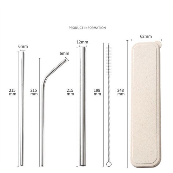 

эко дружественная соломинка из нержавеющей стали с чистой щеткой многоразовый металл питьевой соломинки черный солома случайный цвет фиолето