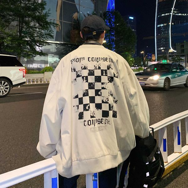 

autumn / winter 2020 new men's jacket back print coat loose xj870, Black;brown