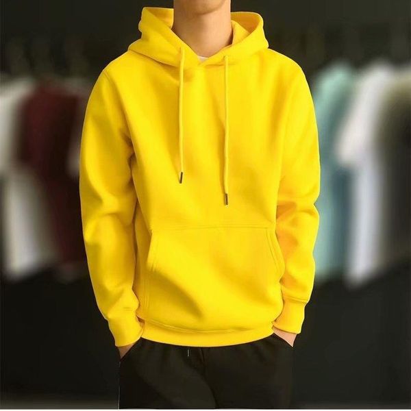 

new fashion men autumn winter hooded street long sleeve loose solid color hooded casual blouse fleece white hoodies, Black