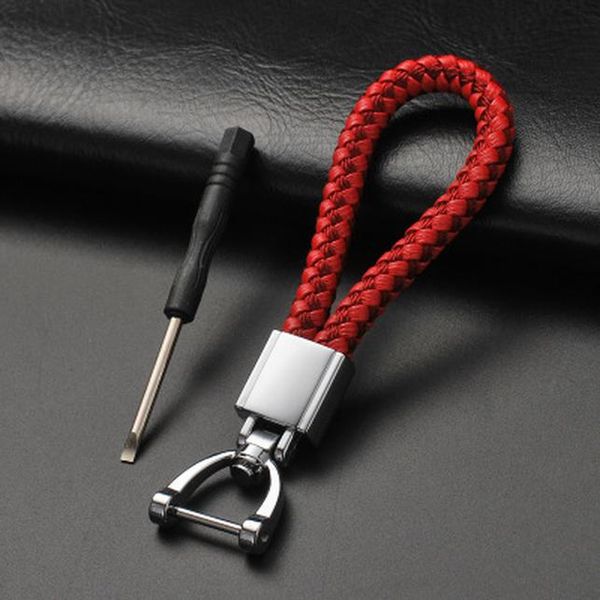

hand woven leather rope keychain men women car key chain rotating horseshoe buckle key holder jewelry accessories wmtqrz
