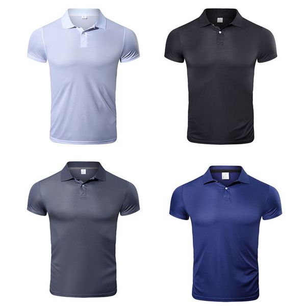 

Men's short sved sweat gymnastics pullover, quick drying fitns running training shirt, collar T-shirt., White;black