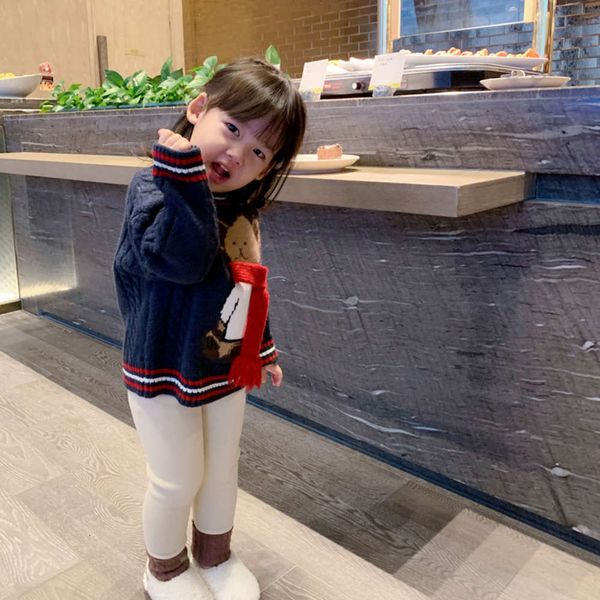 

bear coat () and scarf children's autumn winter girls' casual thickened warm sweater bob2, Blue