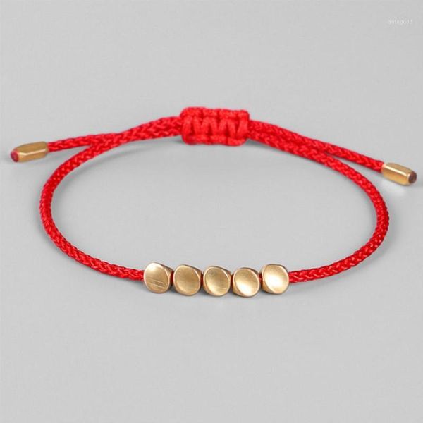 

charm bracelets mkendn handmade tibetan copper bead lucky rope bracelet & bangles for women men wax thread bracelets1, Golden;silver