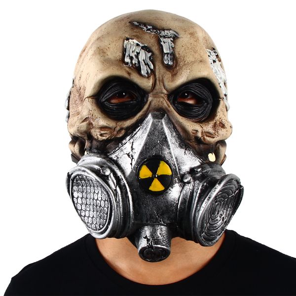 

costume accessories skull biohazard scary mask zombie terror headgear halloween horror party cosplay costume latex props, Silver