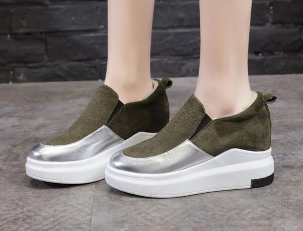 

dress shoes woman flock concise breathable heels winter warm slip on wedges pumps shallow soft and comfortable women casual, Black