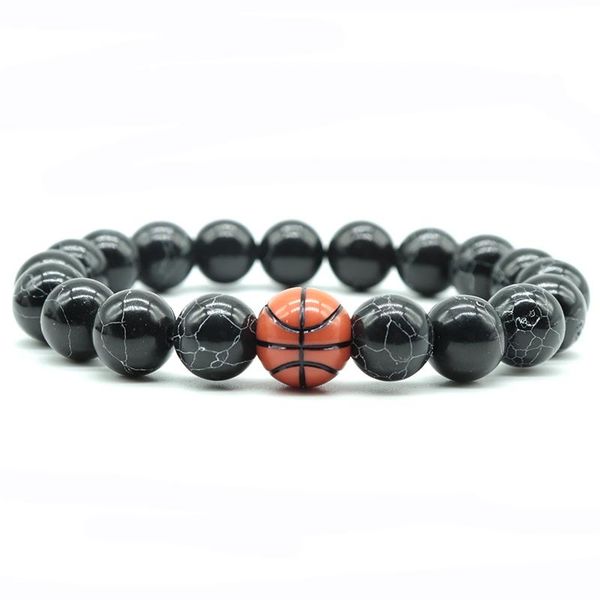 

minimalist strand bracelet men boy basketball football baseball male charm braslet 10mm big beads stone brazalete accessories, Golden;silver