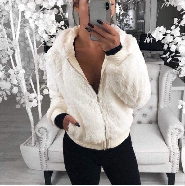 

women's fur coat jacket woman faux fur coat autumn / winter women, Black