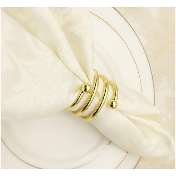 

spring double bead napkin ring western food napkin ring gold silver color l home table trinkets