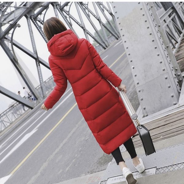 

6xl hooded long women winter padded large plus size female red white winter coat hollow cotton warm parka oversize windbreaker 201019, Black