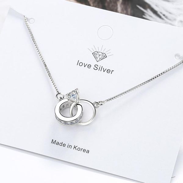 

link, chain elegant double round micro zircon crystal charm bracelet fashion simple silver color box for women femme pulseras, Black