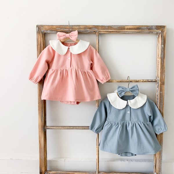 

new 0-3 years infant clothes bodysuit 2021 spring newborn cotton long sleeve jumpsuit solid baby girls 3h3y, Blue