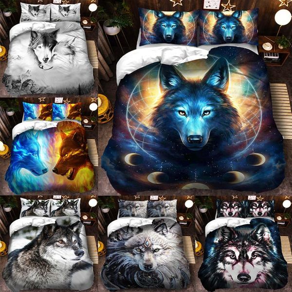 

bedding sets comforter set king size duver cover 3d wolf printing pillowcases single double  sizes 3pcs