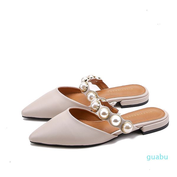 

spiked flat-soled slippers female summer female retro-style slippers with rough heels and low heels, Black