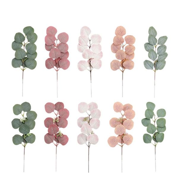 

artificial green eucalyptus leaves branch stem fake flower plant ornament for diy wedding shooting prop home decoration supplies