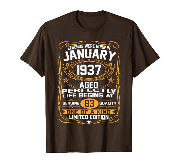 

january 1937 83rd birthday gift 83 year old for men women t-shirt, White;black