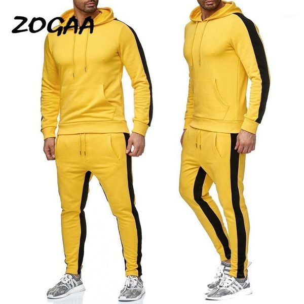 

zogaa 2020 new men 2 sets of sportswear jogging shoes casual men's suit sportswear hoodies shirts sweatpants pants pants suits1, Gray