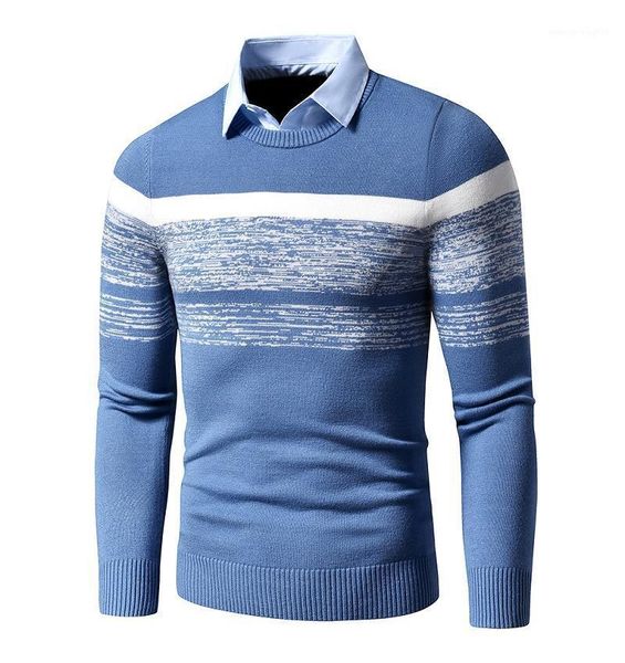 

men's sweaters Â¡novedad de 2021 jersey casual marca para otoÃ±o e invierno hombre, con cuello camisa bÃ¡sica y estampado p1, White;black
