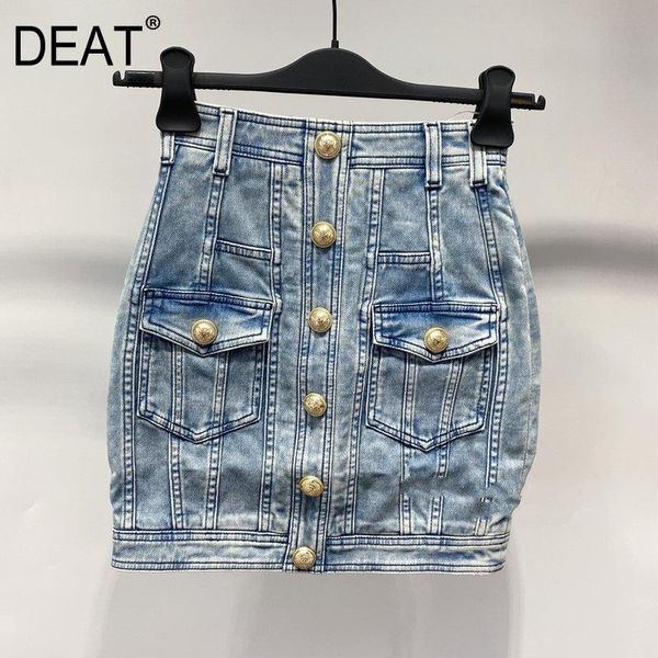 

skirts deat spring and summer fashion casual solid color zipper high waist straight slim button denim full hip skirt women sg217, Black