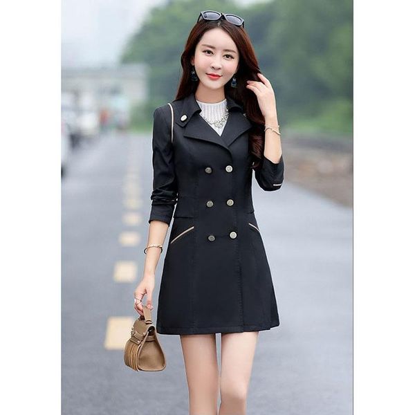 

women's trench coats womens coat 2021 spring long autumn double breasted windbreaker ladies office clothes outwear casaco feminino, Tan;black