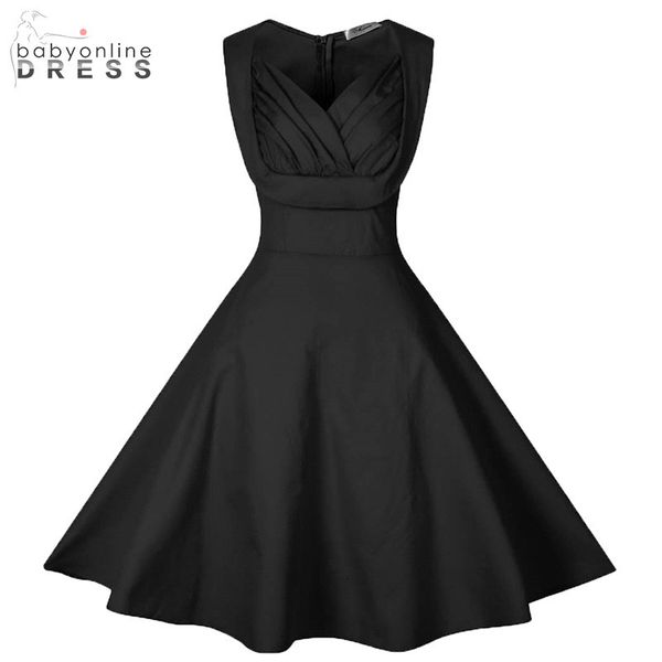 

fashion printed square neck slim women's hepburn style swing dress, Black;gray