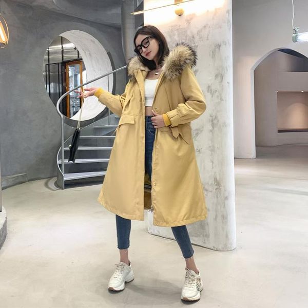

quality set fur coat overcome woman with thick yellow overcome long fur over-the-knee bladder coat, Black