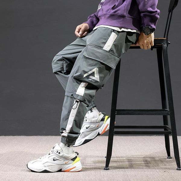 

cargo pants multi-pocket men 2020 spring hip hop male tatical ankle trousers mens joggers casual streetwear pants, Black