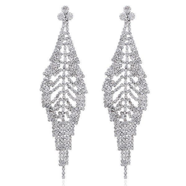 

european and american jewelry fashion trendy girl water drops earrings with claw chains drilled leaf earrings, Golden