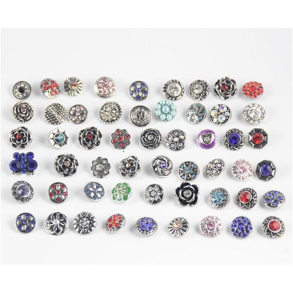 

50pcs/lots 12mm snap button mixed style diy interchangeable jewelry snap chunk charm button fit noosa ginger snap bracelets 6kxce, Golden;silver