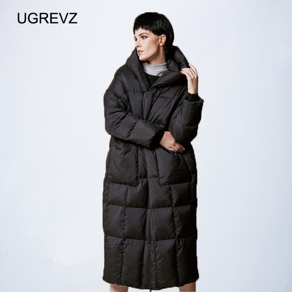 

women loose long coat down winter warm jacket female plus size overcoat winter jacket women new stitching hooded parka 201014, Black
