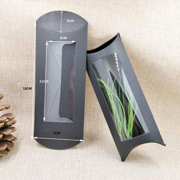 

10шт 1672,4 см коричневая белая черная картонная подушка окна окна с прозрачным пвх для подарков proucts favors display packing show 10pc wm