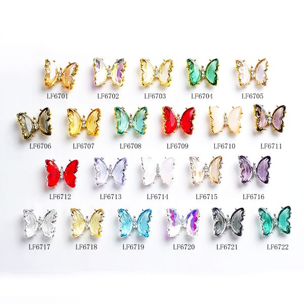 

tamax nar004 22 styles 3d colorful big butterfly charm ornaments nail art rhinestones decorations pixie diy nails crystal accessories, Silver;gold