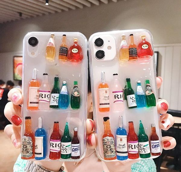 

new lovely creative wine bottle tpu pc transparent phone case for iphone 11 pro x bbyofg bdepack2001