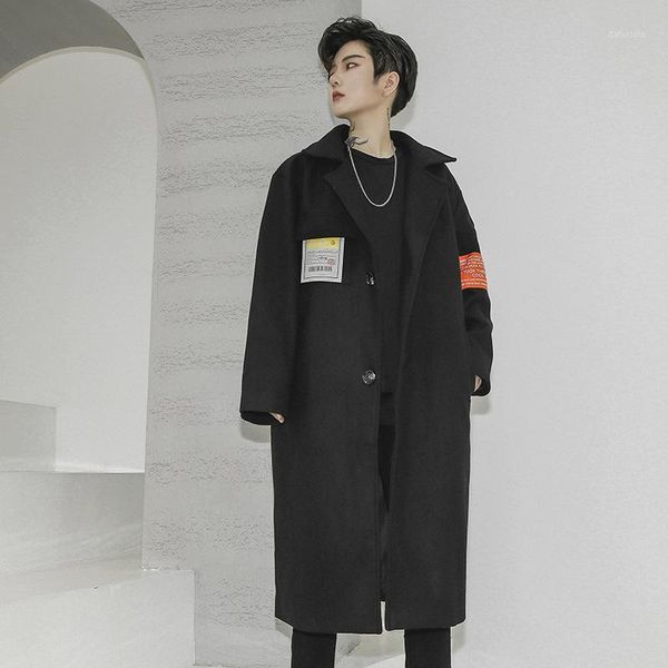 

tf japanese style lengthened jacket for men women hip-hop loose fashion coat oversized windbreaker trendy design1, Tan;black