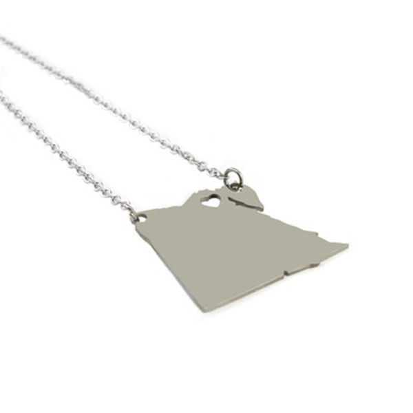 

pendant necklaces simple stainless steel egypt map necklace factory wholesale jewelry for arabian women, Silver