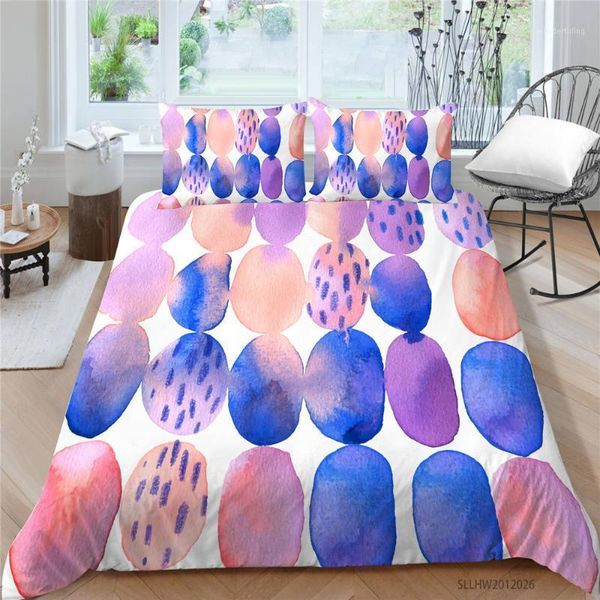 

king size bedding set ellipse geometry beautiful duvet cover colorful spots double  twin full single artistic bed set1