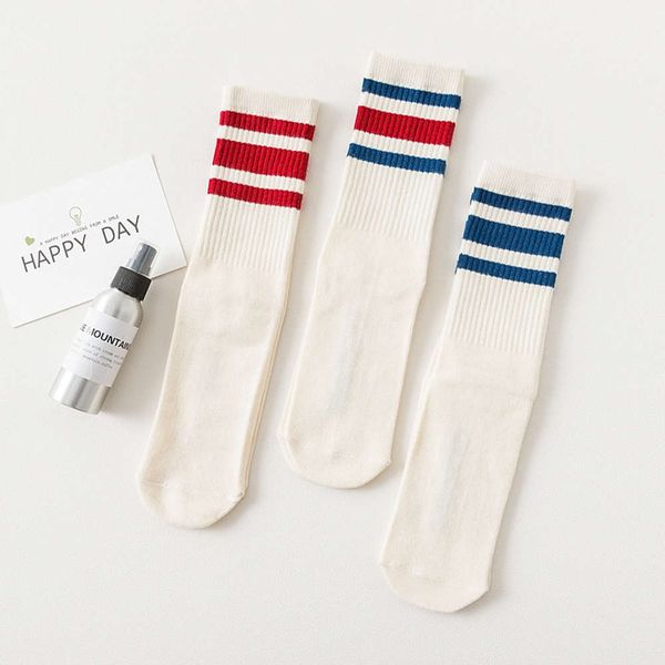 

men's trendy striped middle tube jane couple sports cotton women's autumn and winter socks, Black;white