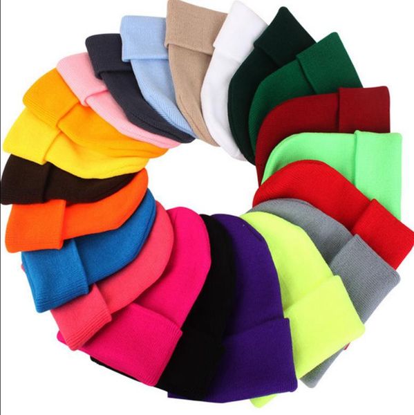 

knitted beanies hat solid color warm ski hats winter skullies caps soft sport bonnet fashion accessories 30 colors dw6346, Yellow