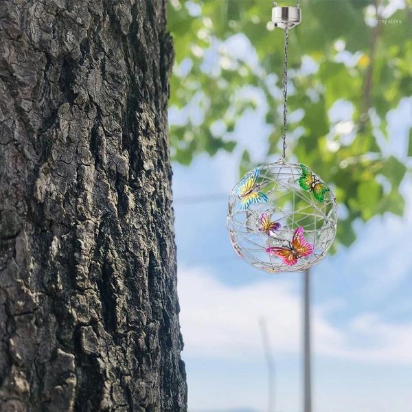 Decorazioni da Giardino Luci Solari Globo Decorativo da Appendere con Farfalla Impermeabile per Passerella Patio Cortile Decorazione Prato EF