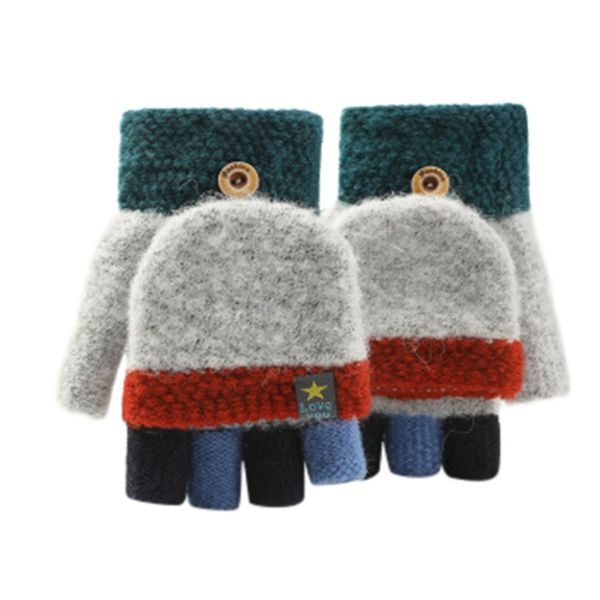 

writing children's work knit winter warm half finger gloves 2020